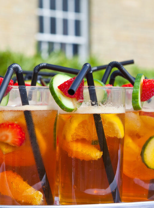 Glasses of Pimms on a tray