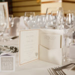 Wedding invitation and favour on the table at Wedding Breakfast